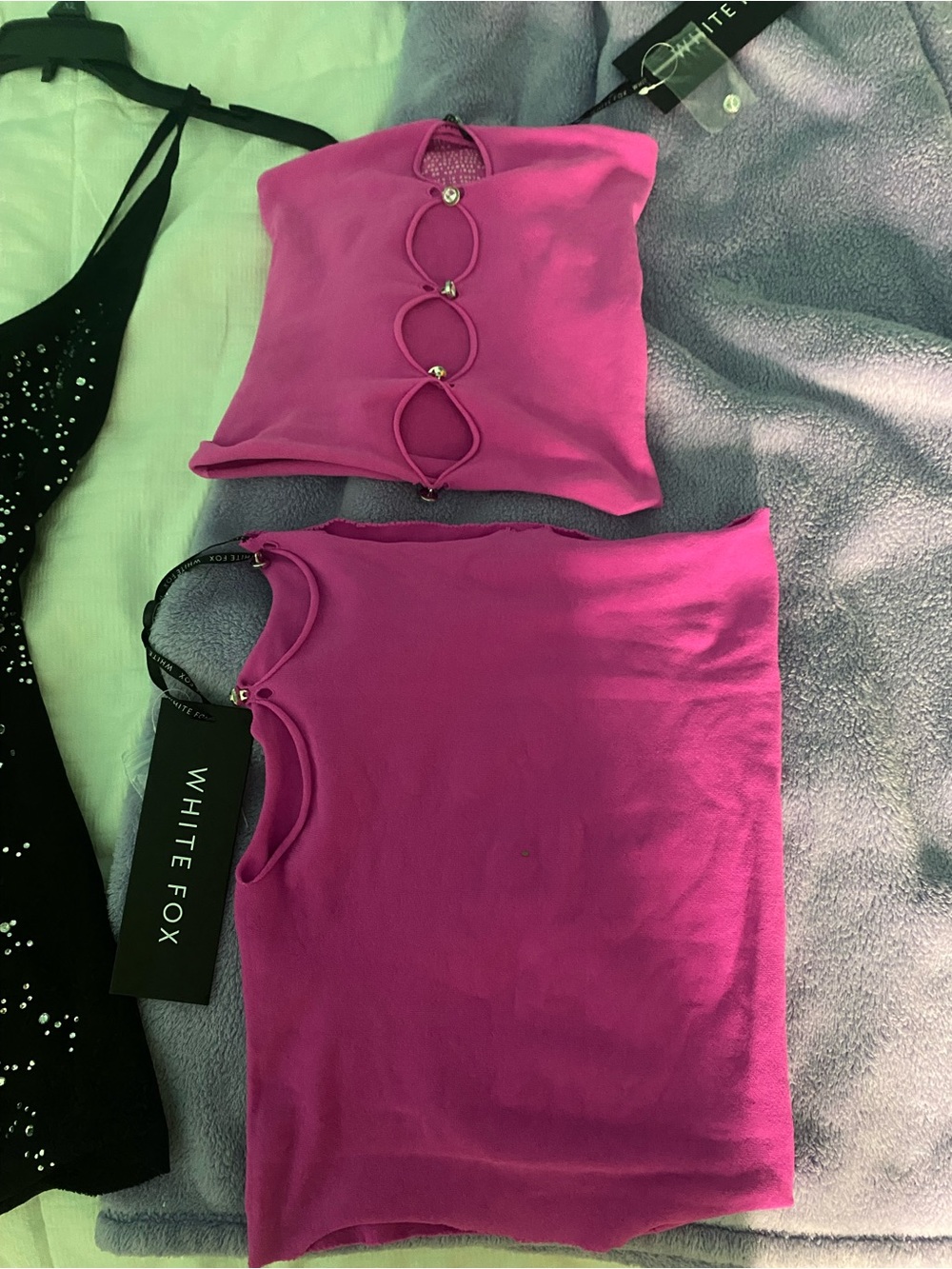 White Fox Hot Pink Ring-Detail Two-Piece Set